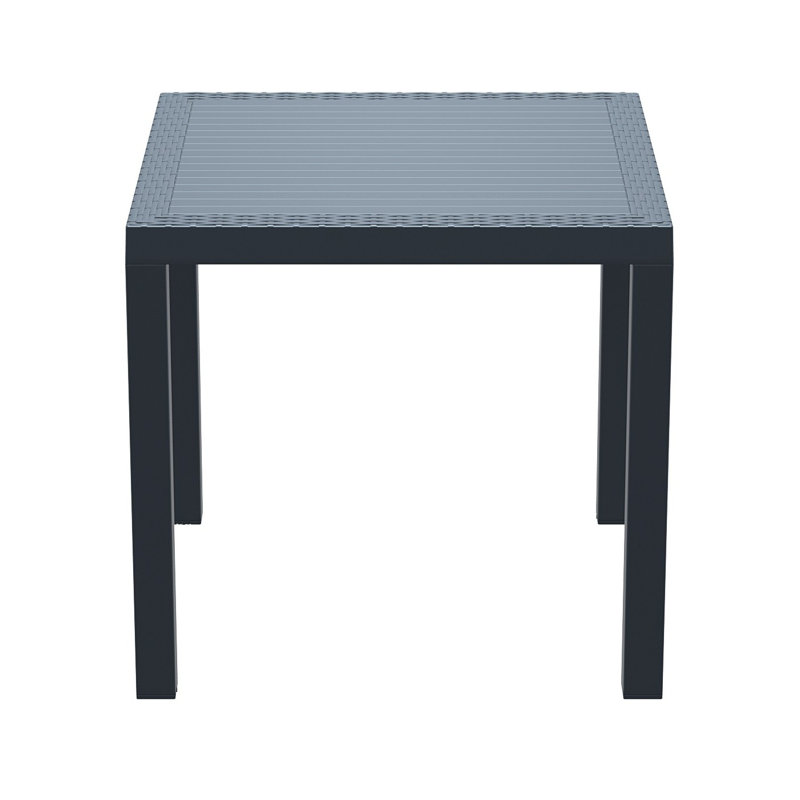 Table de salle à manger en résine à lattes pour l'extérieur, Gris foncé, L 35 po x l 35 po x H 18 po