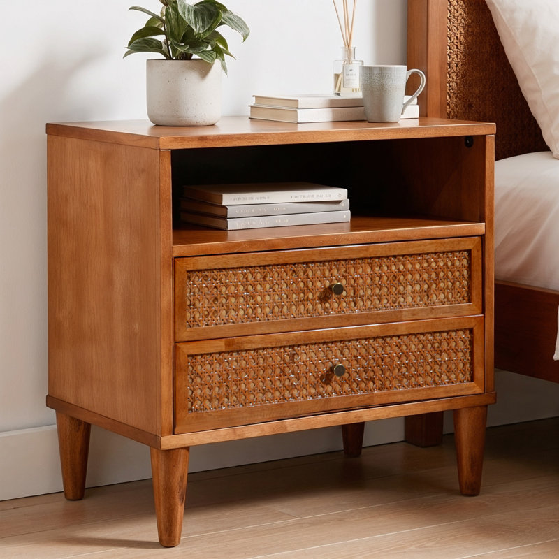 Ingraham 2 - Drawer Nightstand with Rattan Drawer Fronts