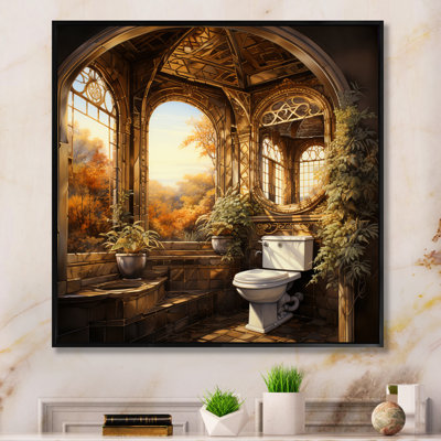 Toilette dorée Oasis métallique II - Toile, reproduction sur toile encadrée