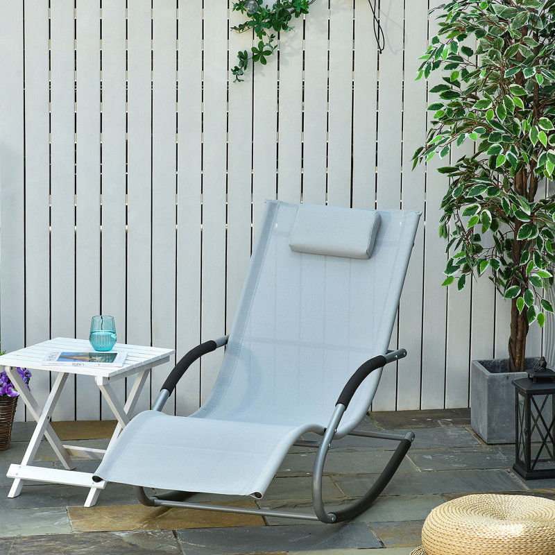 Chaise berçante Zero Gravity avec coussin amovible et tissu résistant aux intempéries pour la détente en plein air, le patio, la terrasse et la piscine
