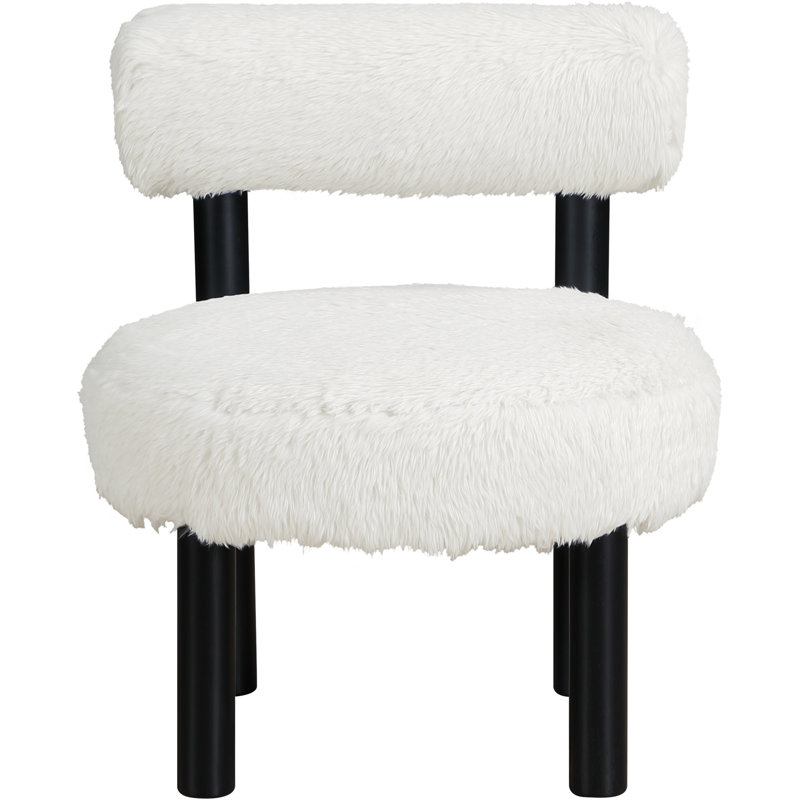 Fauteuil d'appoint rembourré Ambre, Tissu crème en peau de vache crème, Noir, noir, noir, noir