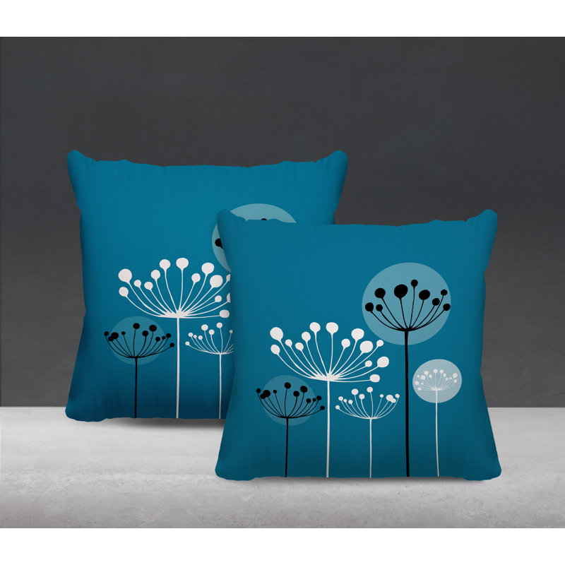 Housse et insert de coussin décoratif intérieur / extérieur en mélange de polyester, L 19 po x H 19 po, Turquoise