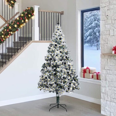  Artificial Christmas Tree with 300 LEDs with Stand Green