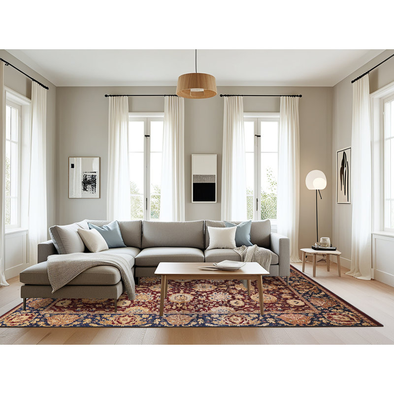 Tapis oriental rouge / bleu Harut, Rectangle 8 pi x 10 pi