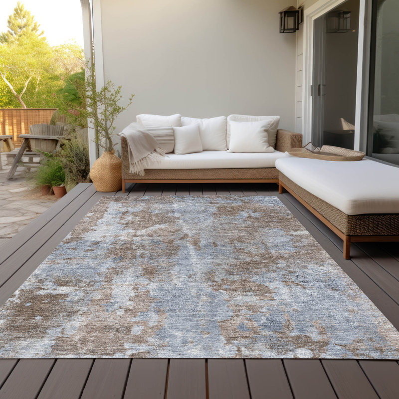 Washable Abstract Indoor / Outdoor Rug, Rectangle 3' x 5'