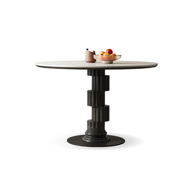 Table de salle à manger blanche, H 29,53 po x L 39,37 po x l 39,37 po, Noir / blanc