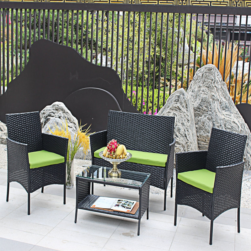 4 Piece Outdoor Patio Sofa Seat, Green