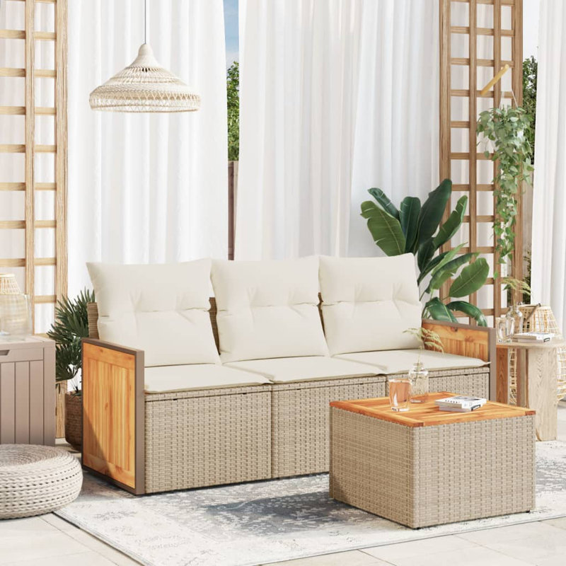 Ensemble de canapé de jardin Vidaxl, blanc crème, Beige