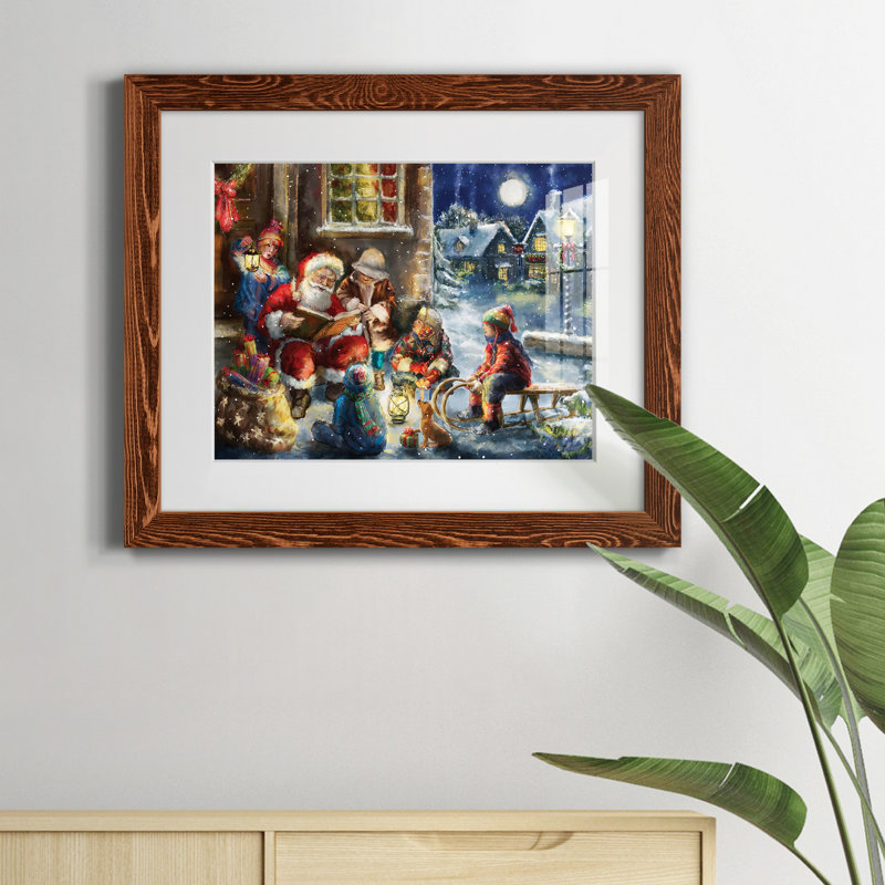 «Story Time Santa» - reproduction de cadre photo, H 20 po x l 17 po x P 1,5 po, Cadre en érable