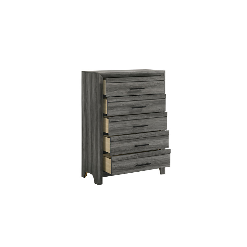 Commode 5 tiroirs Zarrah, Gris
