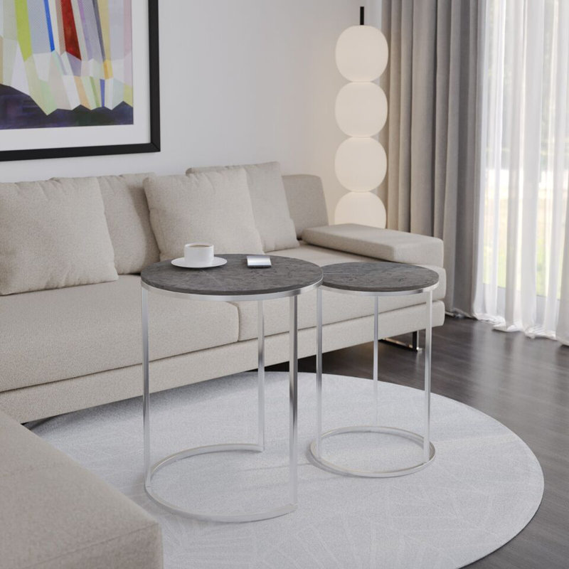 Shalyssa Solid Wood Coffee Table, Chrome, Black