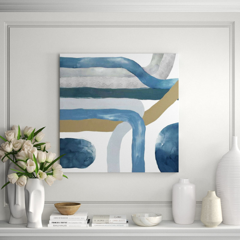 Blue Crossing II Painting by Janice Sadler, Glass Coat, 36" H x 36" W