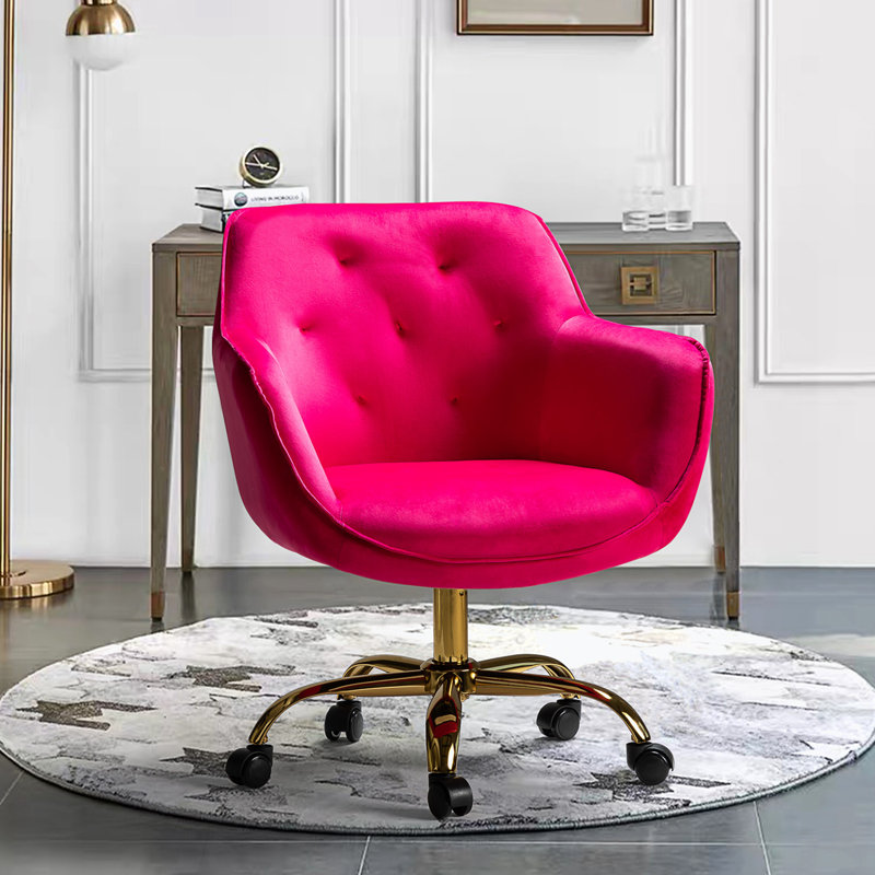 Chaise de bureau en velours, Fuchsia