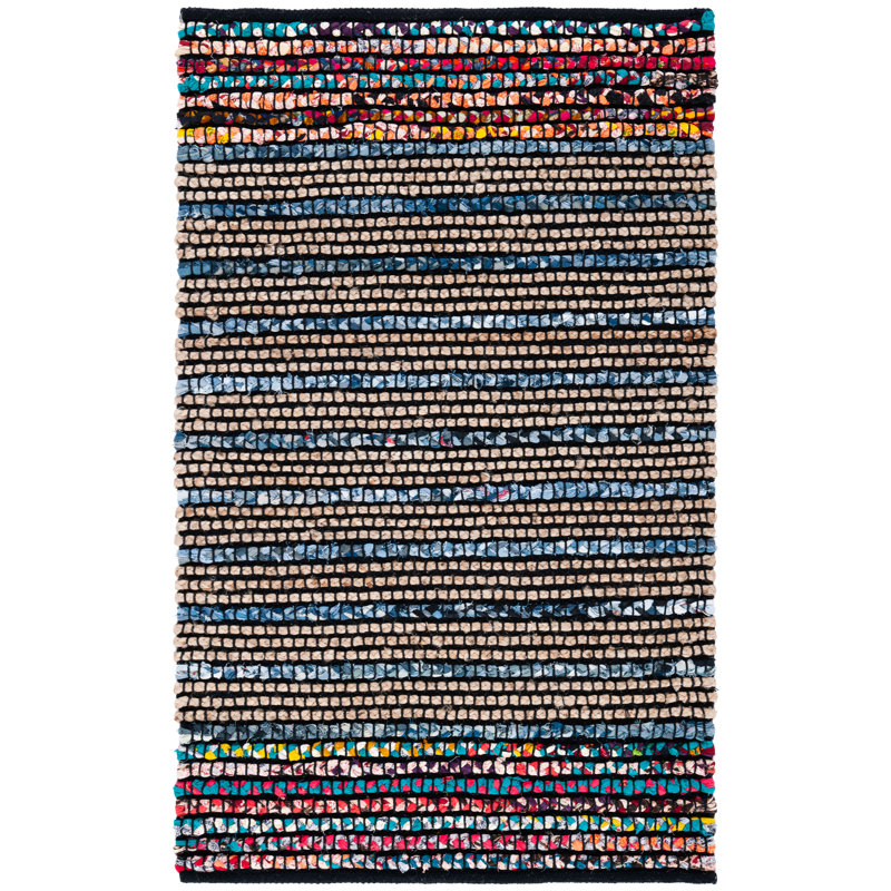 Tesha Hand Woven 0.6 Cotton 0.4 Jute Striped Rug, Rectangle 6' x 9'