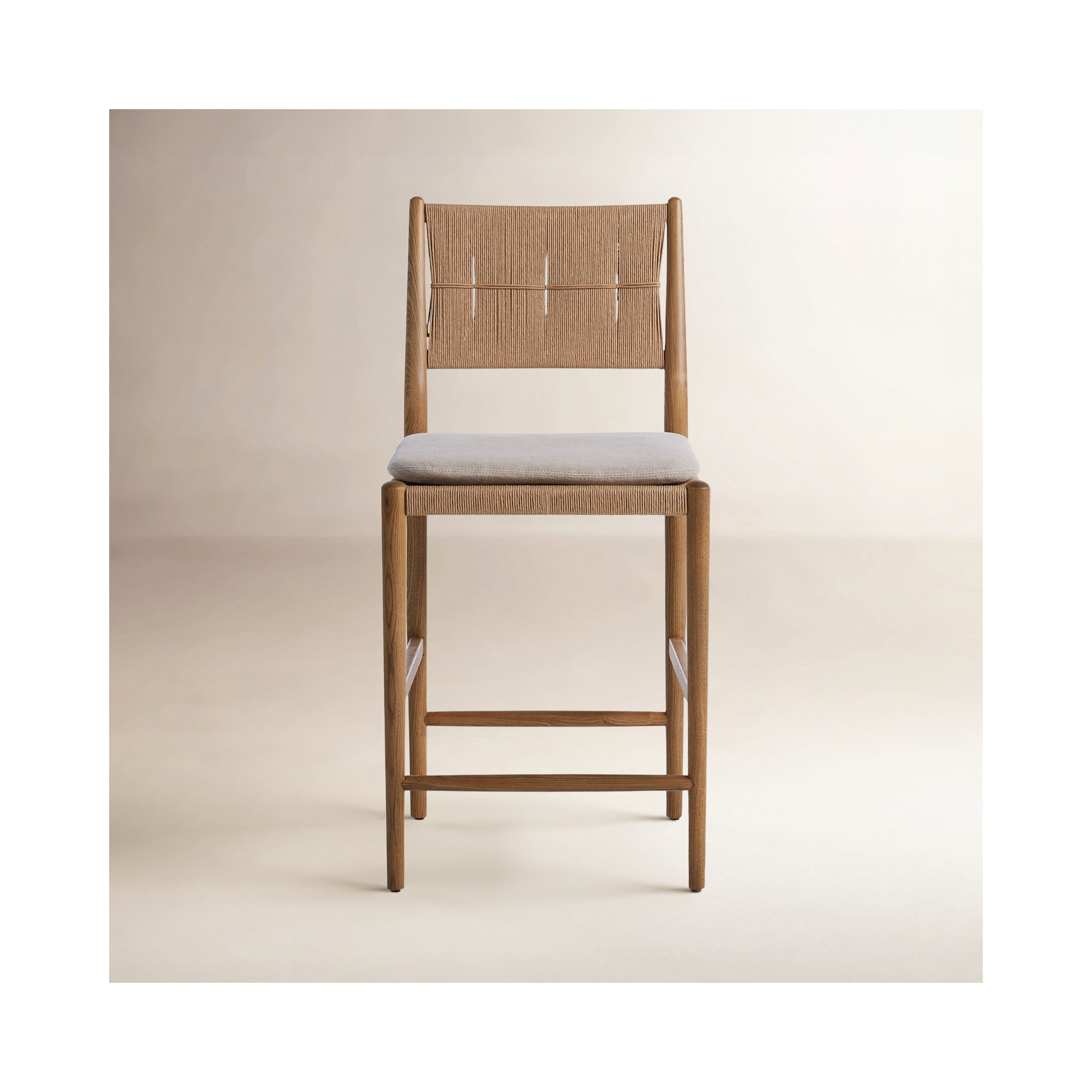Dara Stool With Cushion, Counter Stool (25.08" Seat Height), Brown, Gray