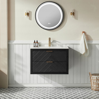 Meuble-lavabo mural simple 30 po avec lavabo en céramique