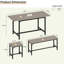Ensemble de table de salle à manger extensible pour 4-8 à 63 pouces de large plateau de table en bois brun rustique extensible avec structure en métal, 2 bancs et 2 tabourets, peu encombrant pour la cuisine, les appartements ou les rassemblements-1274671031
