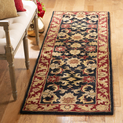 Tapis noir / bourgogne en laine touffeté à la main Bromley