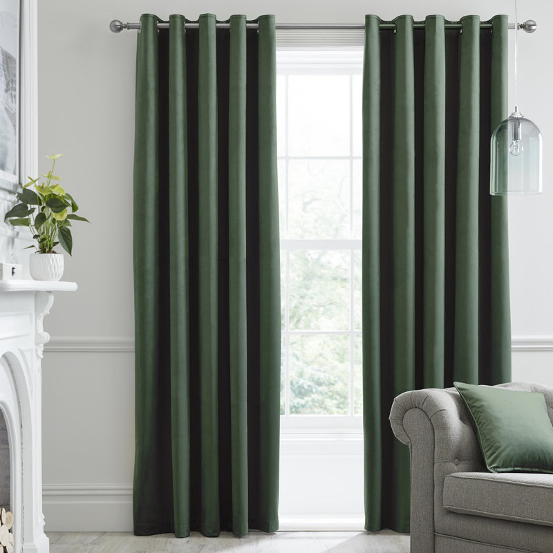 Montrose Eyelet Blackout Curtains, Width 117 x Drop 137 cm, Dark Green