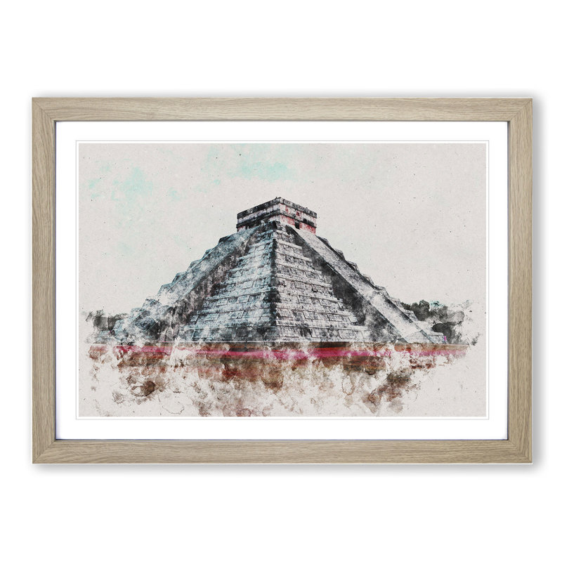Chichen Itza in Mexico - Picture Frame Painting, 36cm H x 48cm W x 2cm D, Oak Framed