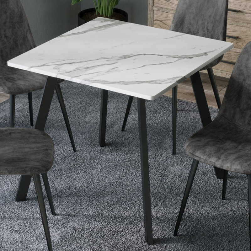 Solid Wood Dining Table, White Marble