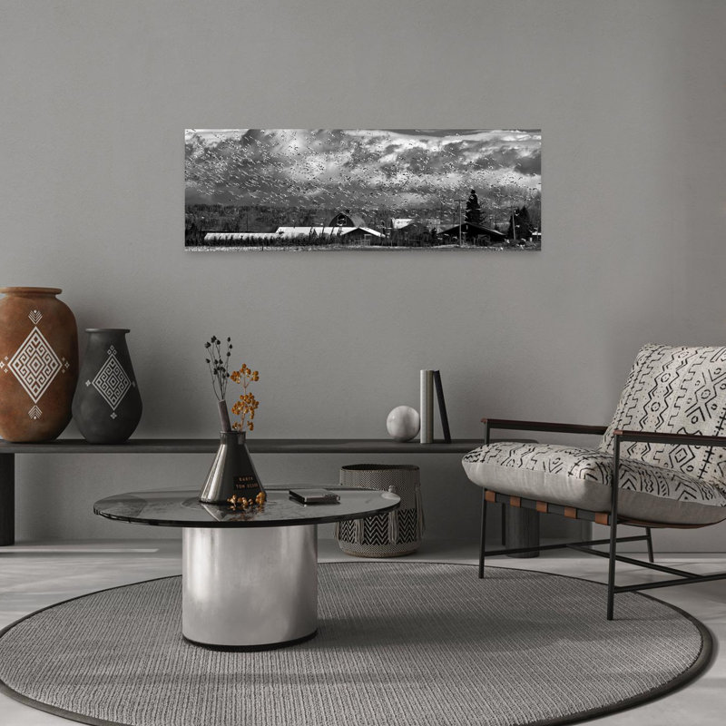 Oies d'hiver, art dramatique abstrait, contemporain, oie, paysage, nature, art mural, H 36 po x l 12 po