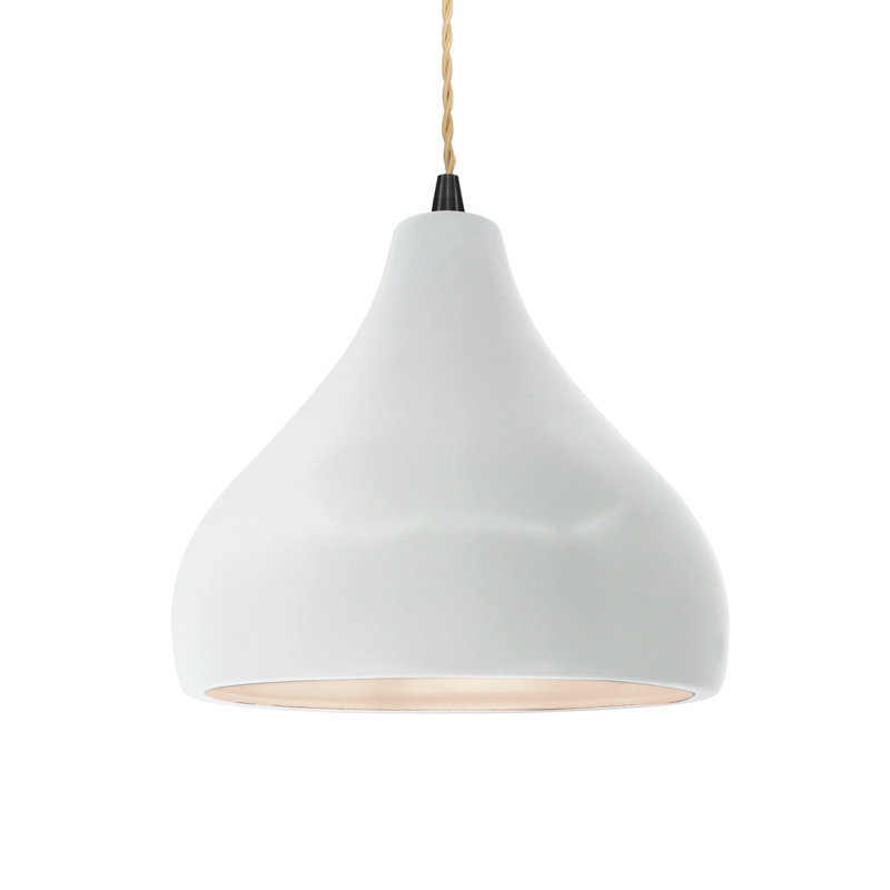 Luminaire suspendu à 1 lumière Meydan, Blanc lustré, H 8 po x l 11,5 po x P 11,5 po, Noir mat