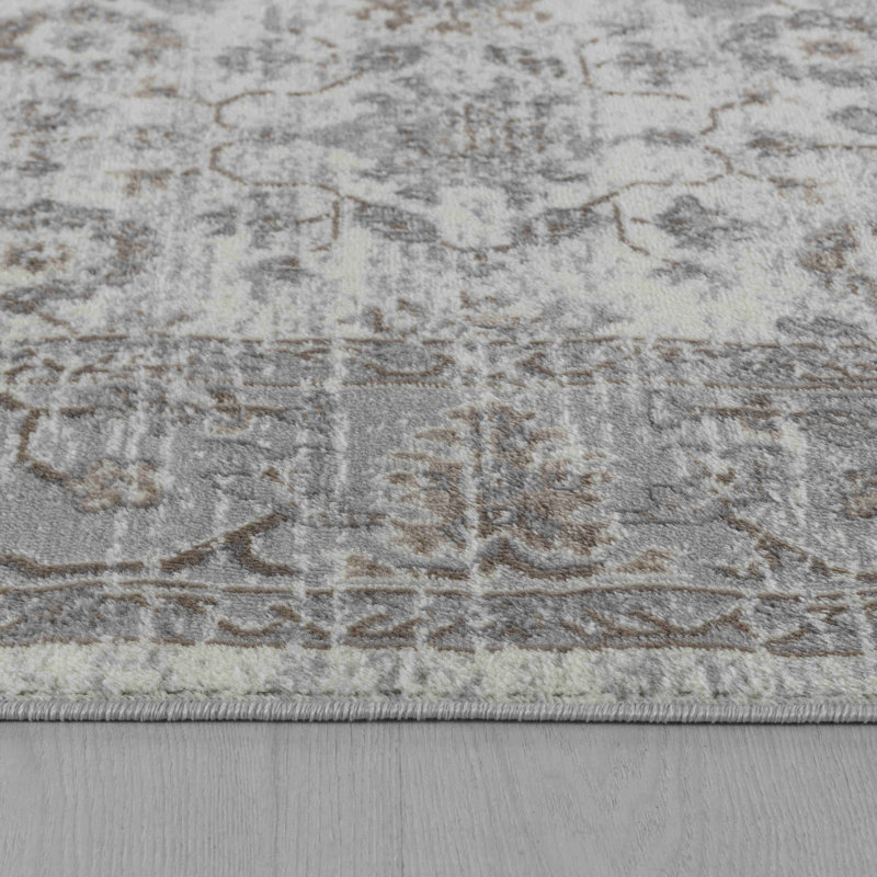 Tapis d'intérieur à motif floral oriental gris / brun 5 pi x 8 pi (5 pi 3 po x 7 pi 7 po) Hala Branch