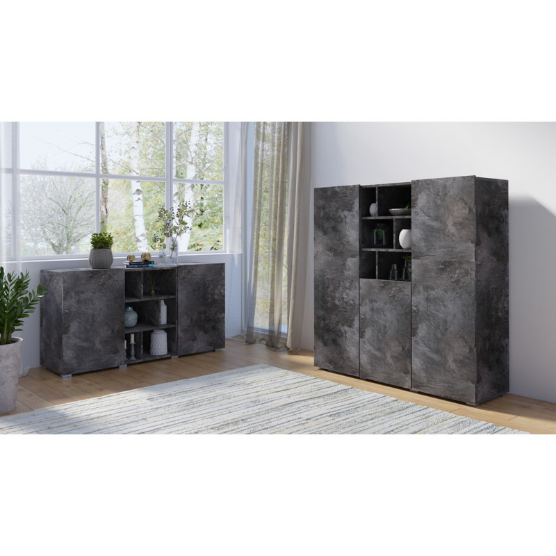 Rockoff 132cm Sideboard, Dark Grey Marble