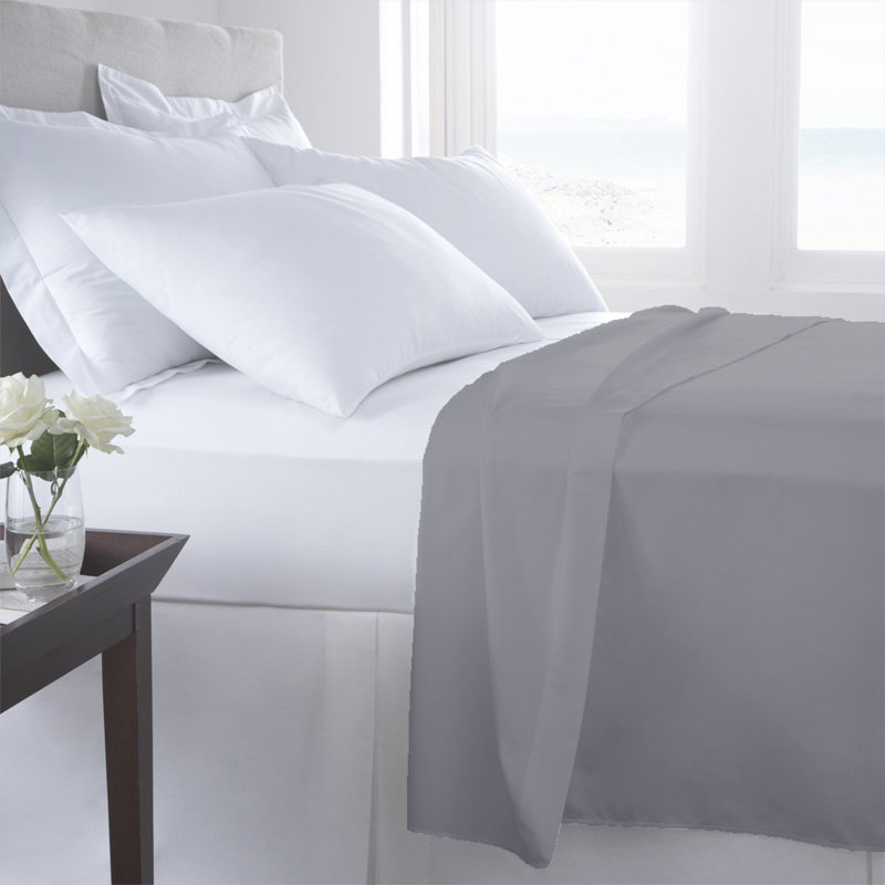 ALVITO European Cotton Bedding 100% Cotton Guest Room Flat Sheet Case Pack, Twin Flat Sheet, Gray