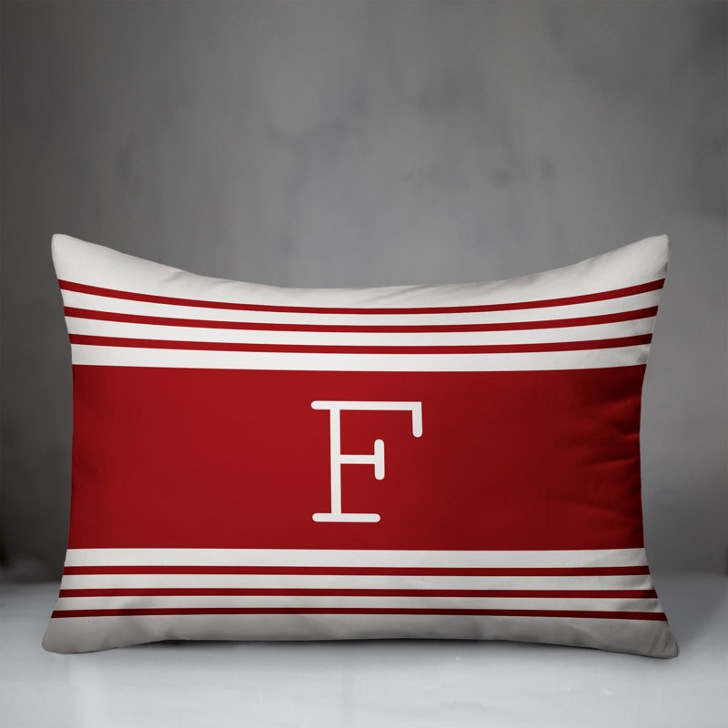 Striped Throw Pillow, F, Red