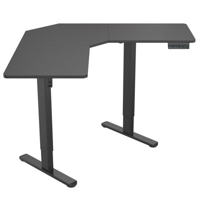 Adjustable L-Shaped Metal Base Standing Desk with Power Outlet
