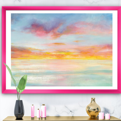 «Pastel Pink and Blue Clouds», reproduction sur toile encadrée