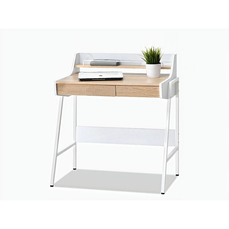 Chula Metal Base Writing Desk, Oak, White