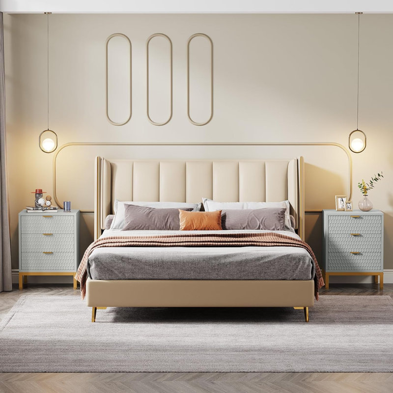 Becnel 19.7'' W Nightstand, Gray/Gold