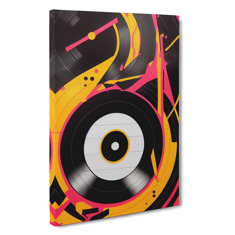 XV1022-5039X Vinyl Record Player Abstract - Print, 50cm H x 35cm W x 3cm D, No Matte, Wrapped Canvas