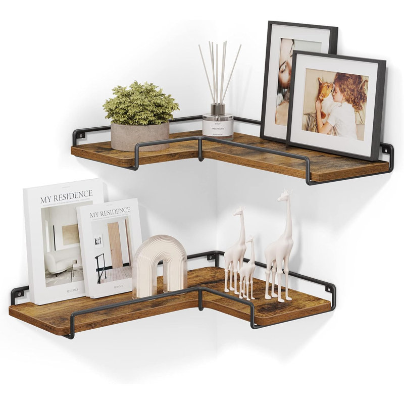 2 Piece Floating Shelf, Brown, 0.5'' H X 15.7'' W X 11.4'' D