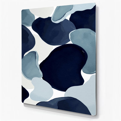 Abstrait aquarelle 11, art mural en métal bleu