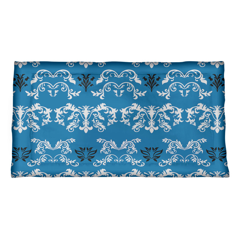 Football Baroque Pattern Pillow Sham, Standard, Microfiber, Blue/White/Black