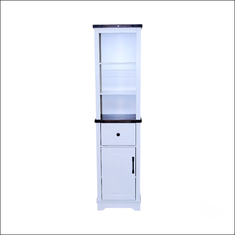 Armoire étroite, Blanc/noyer