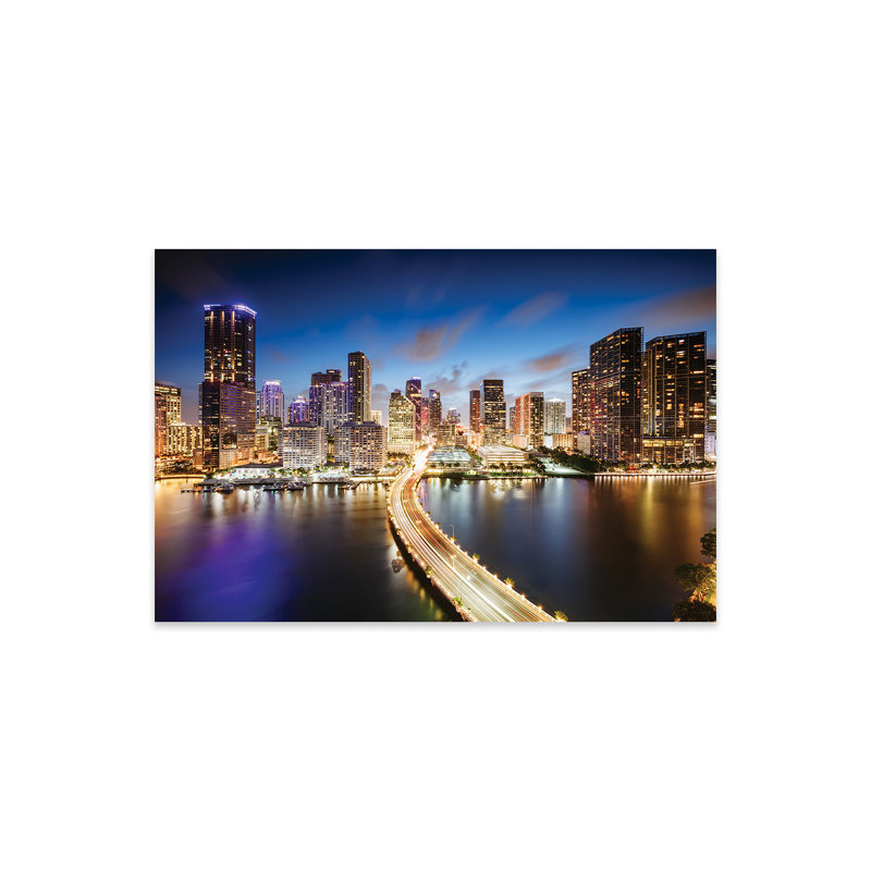 " Miami Skyline at Night I " Print