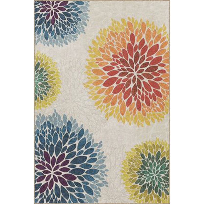 Leaf Colorful Patterned Machine Washable Decorative Rug, Runner 4'11" x 9'10" Rug Pad Included
