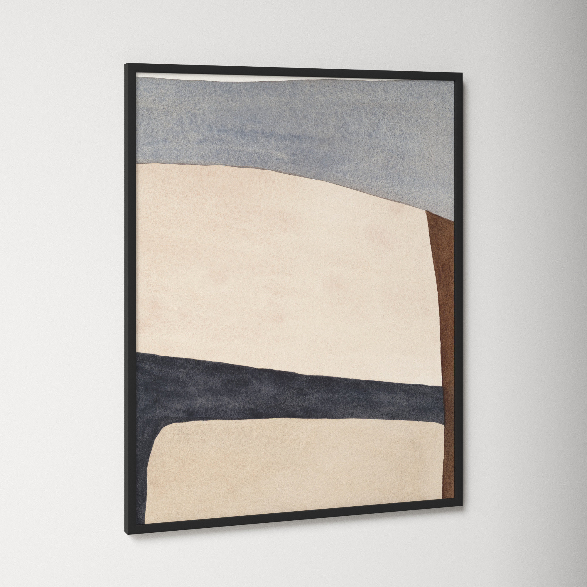 Divided By Blue 1 by Julia Balfour, White Framed, Black, 20" H x 16" W x 1.25" D