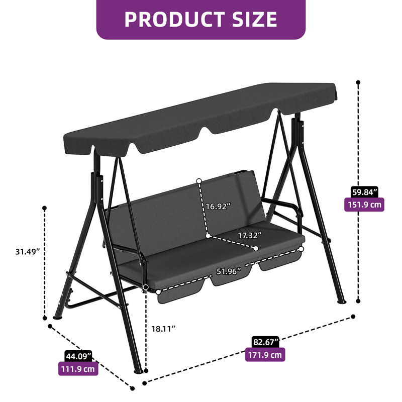 Katrein Porch Swing, Grey