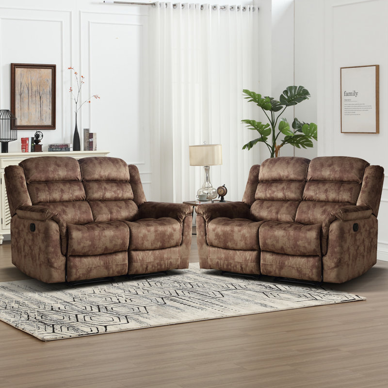 Causeuse rembourrée en microfibre avec accoudoirs moelleux Dartee, Brun
