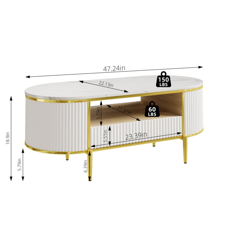 Table basse cannelée avec rangement