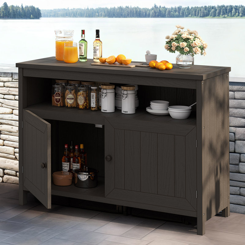 Menasseh Polyethylene Weather Resistant Outdoor Sideboard, Brown