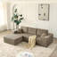 Canapé modulaire 110 po en velours côtelé de luxe 110 po, sans os, sans assemblage, pour le salon et la chambre à coucher, avec 2 coussins, gris enveloppant de nuages, polyvalent-1763816553