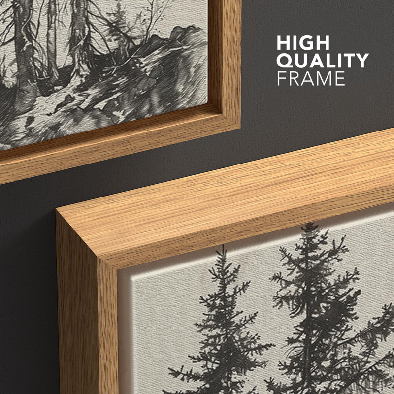 Twin Trees in Nature Illustration Modern Art, 60" H x 30" W