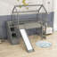 Lit mezzanine simple avec escalier de rangement et glissade-126982035